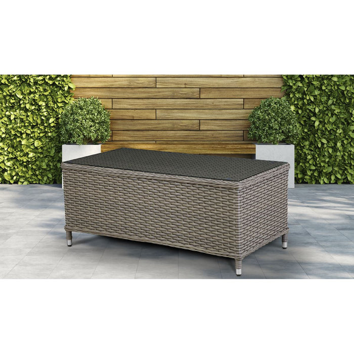 Dellonda Chester Rattan Wicker Outdoor Balcony Table with Tempered Glass Top Dellonda - UK Camping And Leisure