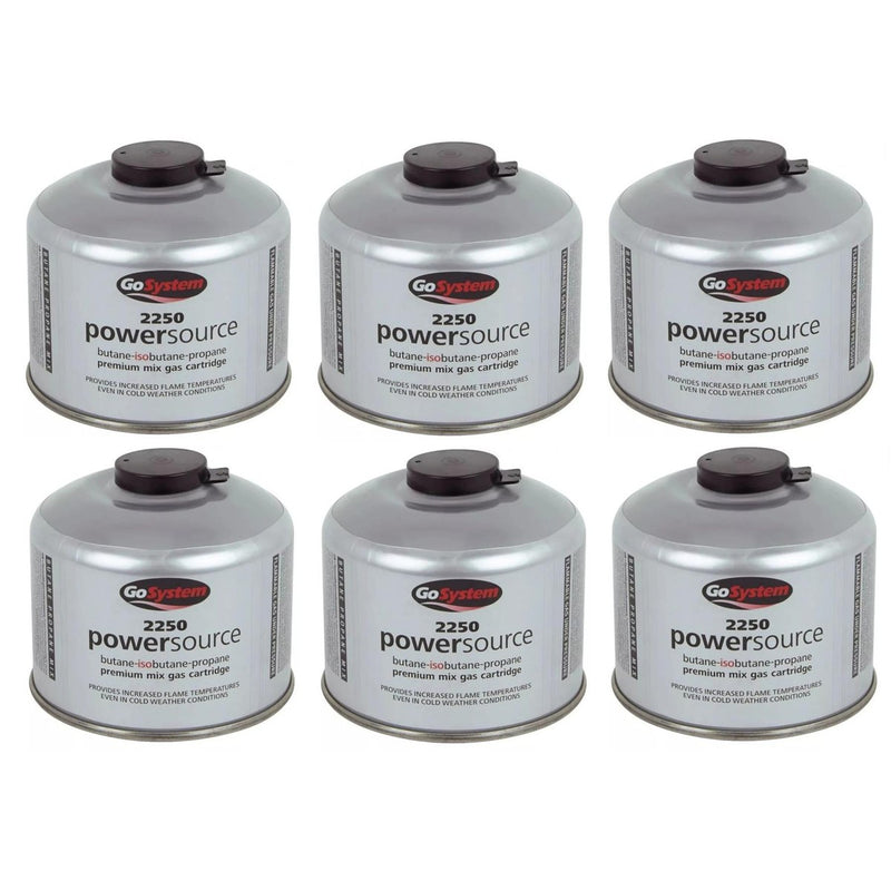 6x Go System PowerSource Butane Propane Threaded Gas Canister - 220g Go System - UK Camping And Leisure