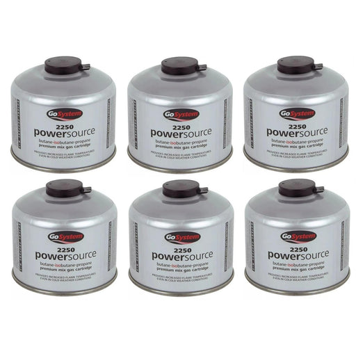 6x Go System PowerSource Butane Propane Threaded Gas Canister - 220g Go System - UK Camping And Leisure
