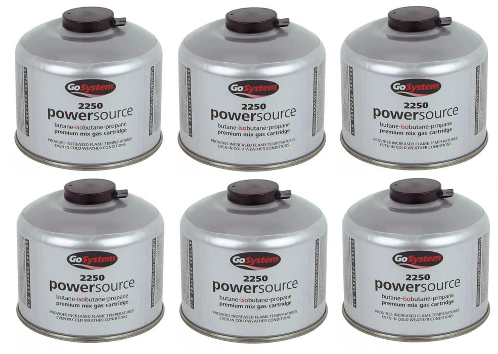6x Go System PowerSource Butane Propane Threaded Gas Canister - 220g Go System - UK Camping And Leisure