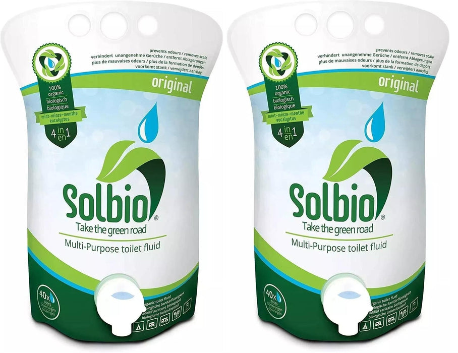 2x Solbio Organic Chemical Toilet Fluid Waste & Flush 1.6L x40 Doses Solbio - UK Camping And Leisure
