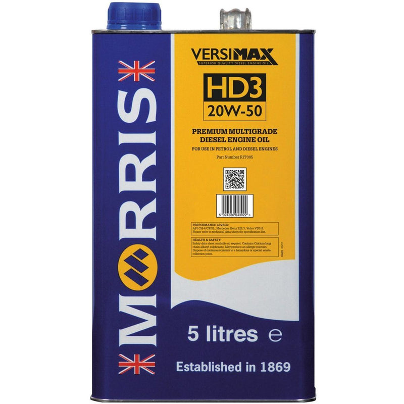 Morris Versimax HD3 20W 50 5L Heavy Duty Engine Oil for Diesel & Gasoline Eng Morris - UK Camping And Leisure