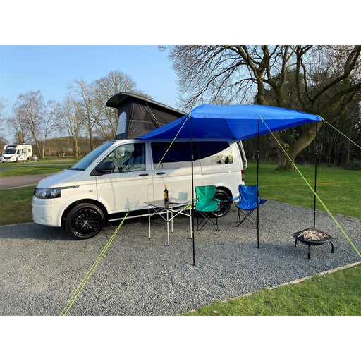 Campervan Awning Sun Canopy Sunshade Motorhome for 4 or 6mm Rail Blue T4 T5 T6 - UK Camping And Leisure