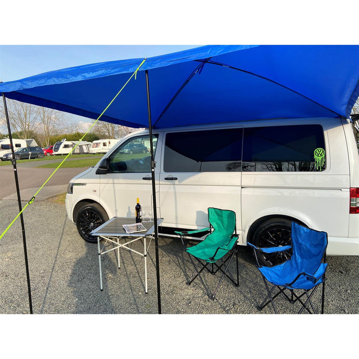 Campervan Awning Sun Canopy Sunshade Motorhome for 4 or 6mm Rail Blue T4 T5 T6 UK Camping And Leisure