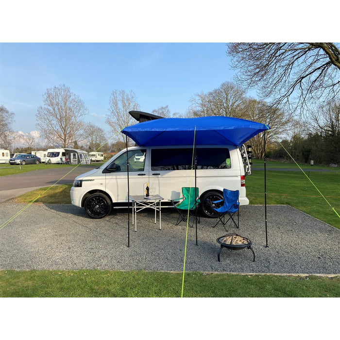Campervan Awning Sun Canopy Sunshade Motorhome for 4 or 6mm Rail Blue T4 T5 T6 UK Camping And Leisure