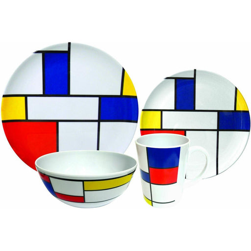 Camping Caravan Picnic Fishing Travel Melamine 16pc Dining Dinner Set - De Stijl Leisurewize - UK Camping And Leisure