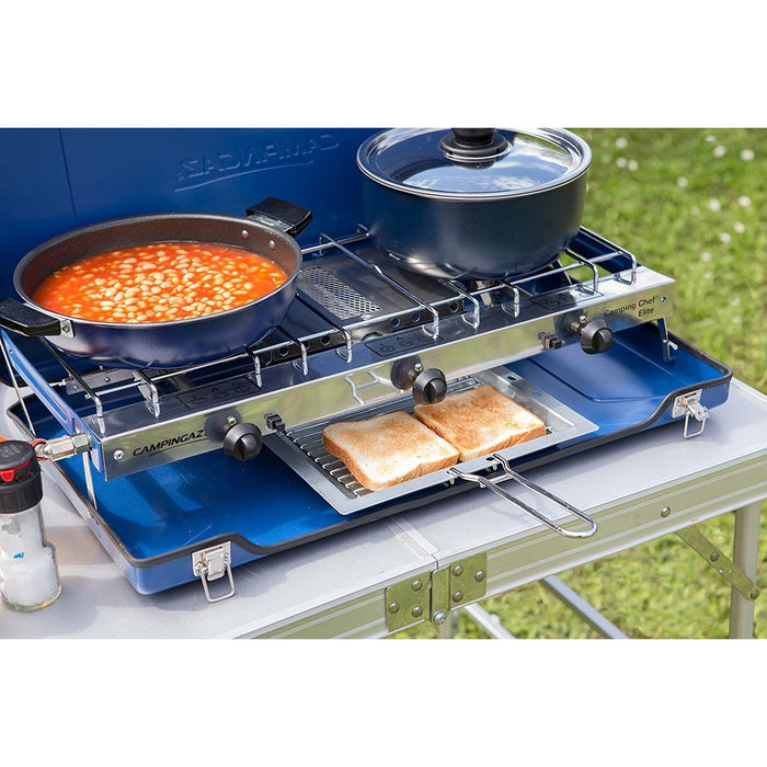 Campingaz Camping Chef Stove Folding Double Burner With Grill UK Camping And Leisure
