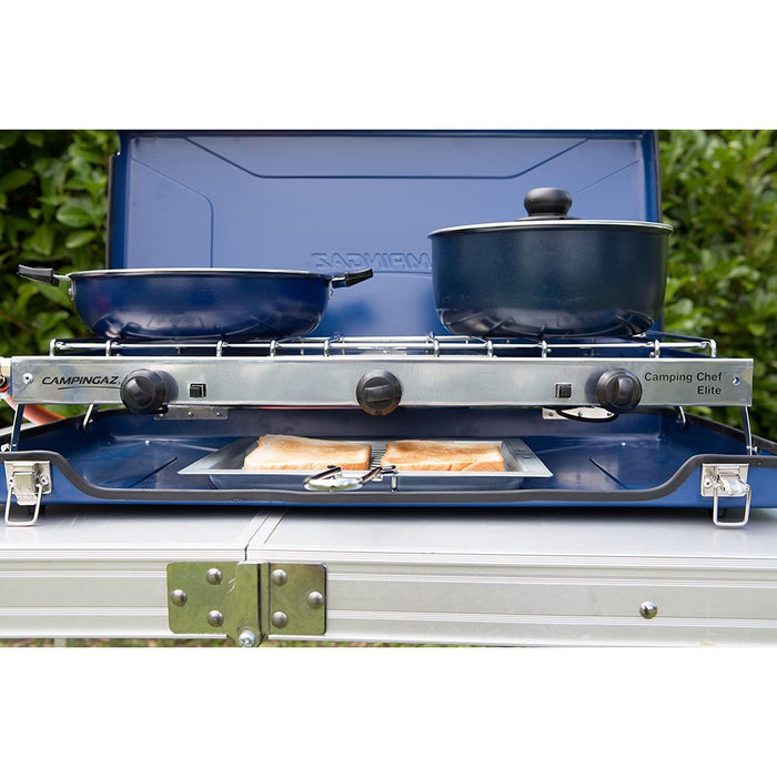 Campingaz Camping Chef Stove Folding Double Burner With Grill UK Camping And Leisure