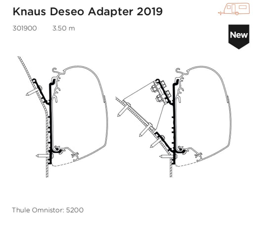 Thule Adapter Wall Knaus Deseo 2019 Omnistor 5200 Awnings 3.50m Thule - UK Camping And Leisure