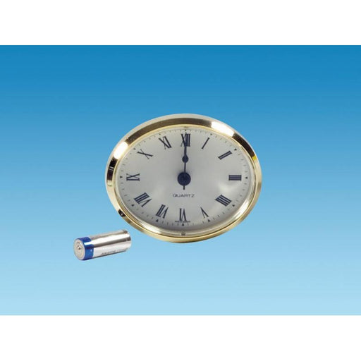 Caravan, Motorhome, Boat 72mm Brass Oval Clock White With Roman Numerals ME508 PLS - UK Camping And Leisure
