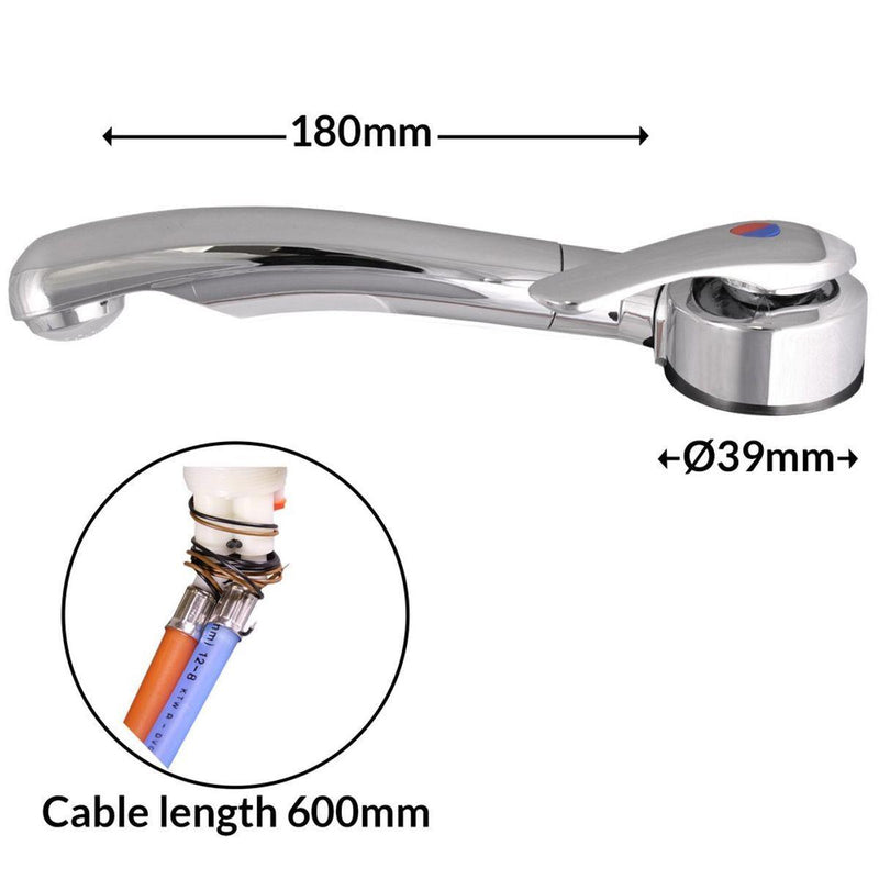 Caravan Reich Twist Single Lever Mixer Tap In Matt Left-Hand 45 Degree With Tail Reich - UK Camping And Leisure