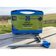 Olpro Case of 20 Hard Ground Pegs and Peg Puller Olpro - UK Camping And Leisure