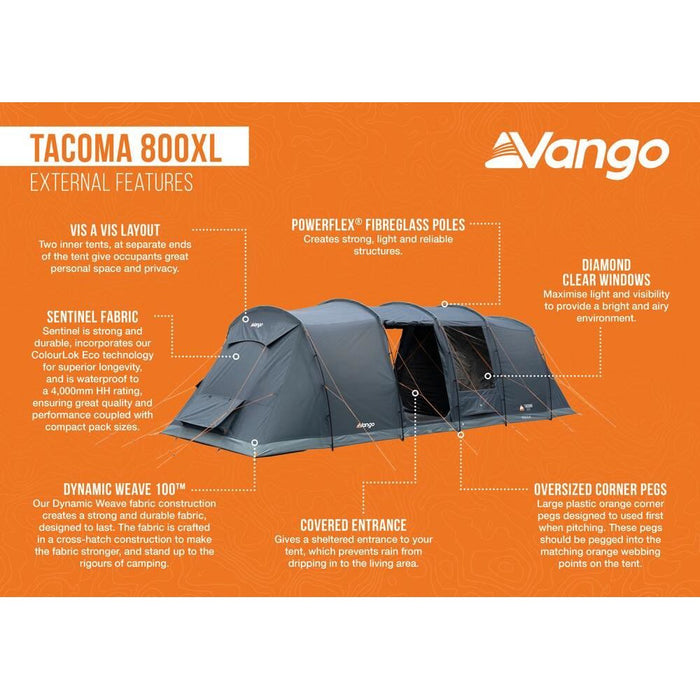 Vango Tacoma 800XL Package Deep Blue 8 Person Tent Vango - UK Camping And Leisure