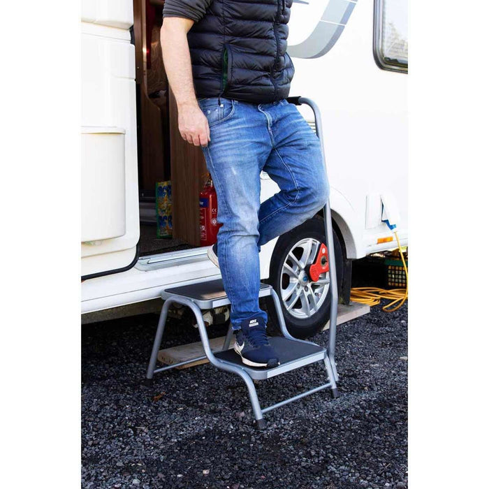 Maypole Double Steel Caravan Step with Handrail Maypole - UK Camping And Leisure