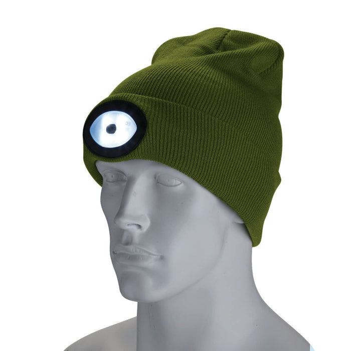 Draper Beanie Hat with Rechargeable Torch, One Size, 1W, 100 Lumens, Green 10018 Draper - UK Camping And Leisure