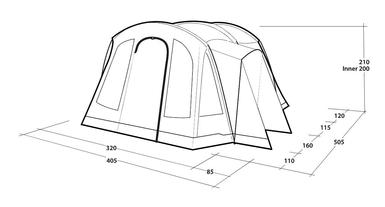 Outwell Nevada 5 Pole Tent Green 5 Person Outwell - UK Camping And Leisure