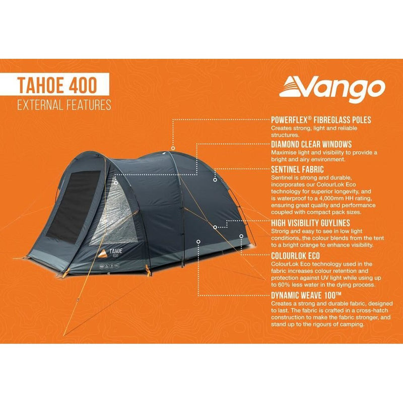 Vango Tahoe 400 Deep Blue 4 persont Tent Vango - UK Camping And Leisure