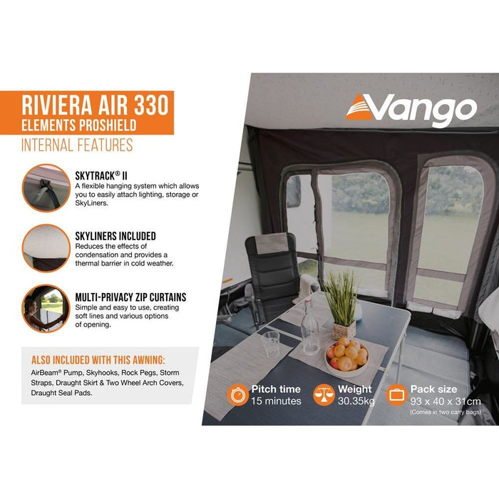 Vango Riviera Air 330 Elements ProShield Caravan Awning Vango - UK Camping And Leisure