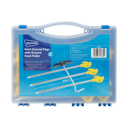 Leisurewize 21pc Ground Tent Pegs Set 6.5x205mm with Ground Hook Puller Leisurewize - UK Camping And Leisure