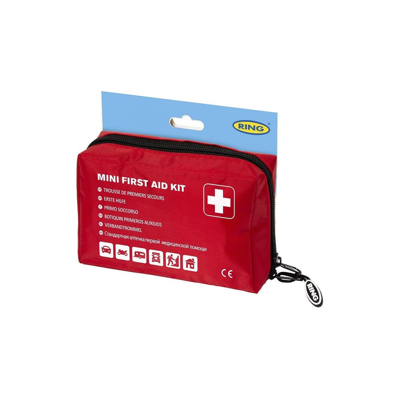 Ring RCT12 Mini First Aid Kit - Bandages Plasters Compress Dressings Gloves Wipe Ring Automotive - UK Camping And Leisure