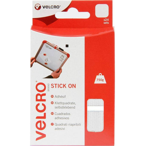 Effortlessly attach with Velcro® Brand Stick On Squares 25mm x 24 White Velcro - UK Camping And Leisure