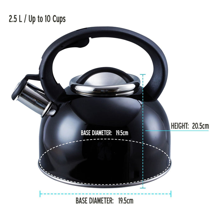 MDS1203 Liberty Black 2.5 Litre Whistling Kettle CW-T056-B1BLA Liberty Leisure UK - UK Camping And Leisure