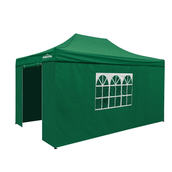 Dellonda 3x4.5m Pop-Up Gazebo & Side Walls Water Resistant Fabric - Green Dellonda - UK Camping And Leisure