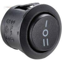 W4 250V Round Single Pole Rocker Switch Centre Off Blk 37204
