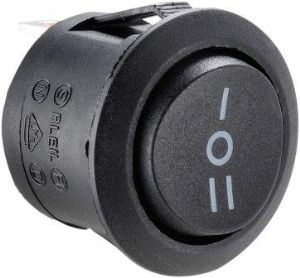 W4 250V Round Single Pole Rocker Switch Centre Off Blk 37204 W4 - UK Camping And Leisure