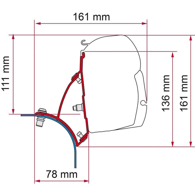 Fiamma F43 Bracket for VW T5/T6 Transporter Lift Roof RHD - Deep Black Fiamma - UK Camping And Leisure