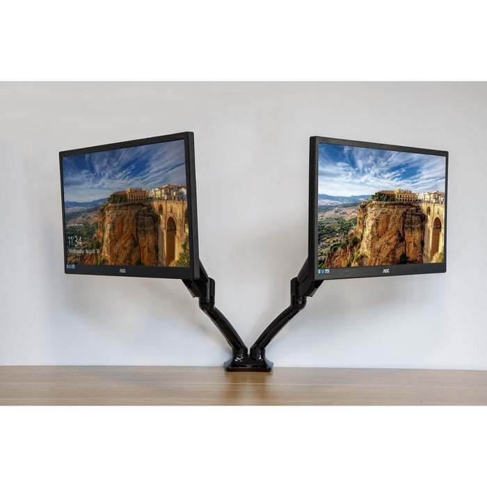 Dellonda Adjustbale Double Monitor Arm with 360 Rotation - Black DH25 Dellonda - UK Camping And Leisure