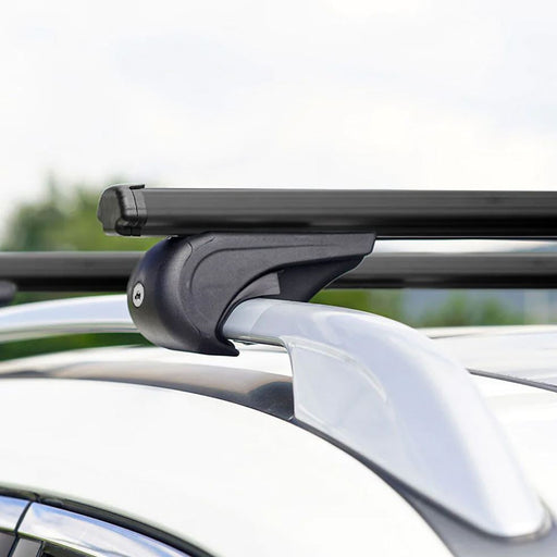 Roof Bars Rack Aluminium Black fits Volkswagen Taigo 2022- For Raised Rails Summit - UK Camping And Leisure
