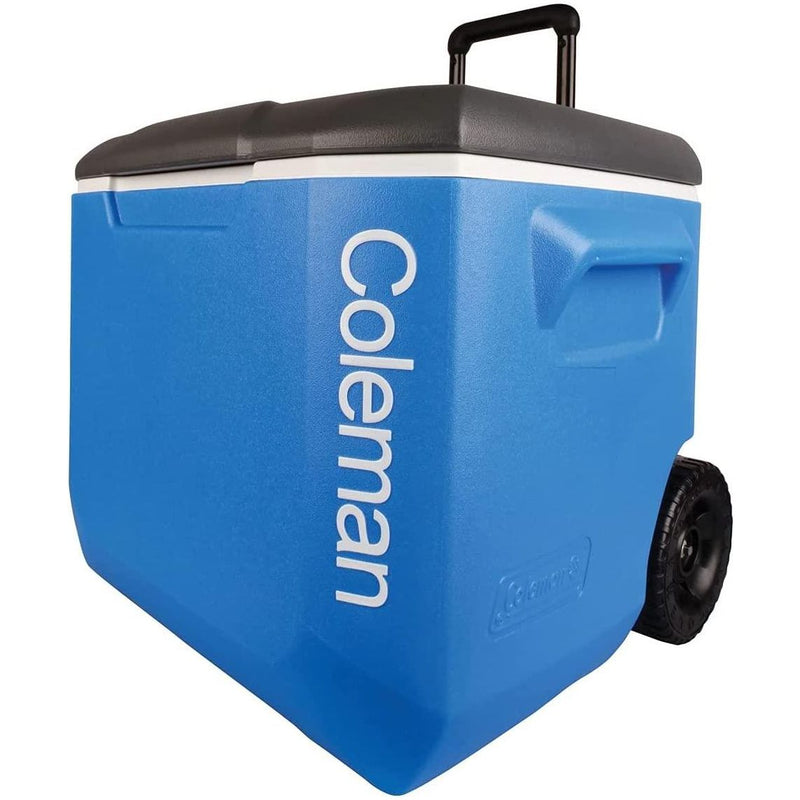 Coleman Blue 60QT Tricolour Wheeled Camping Cooler Coleman - UK Camping And Leisure