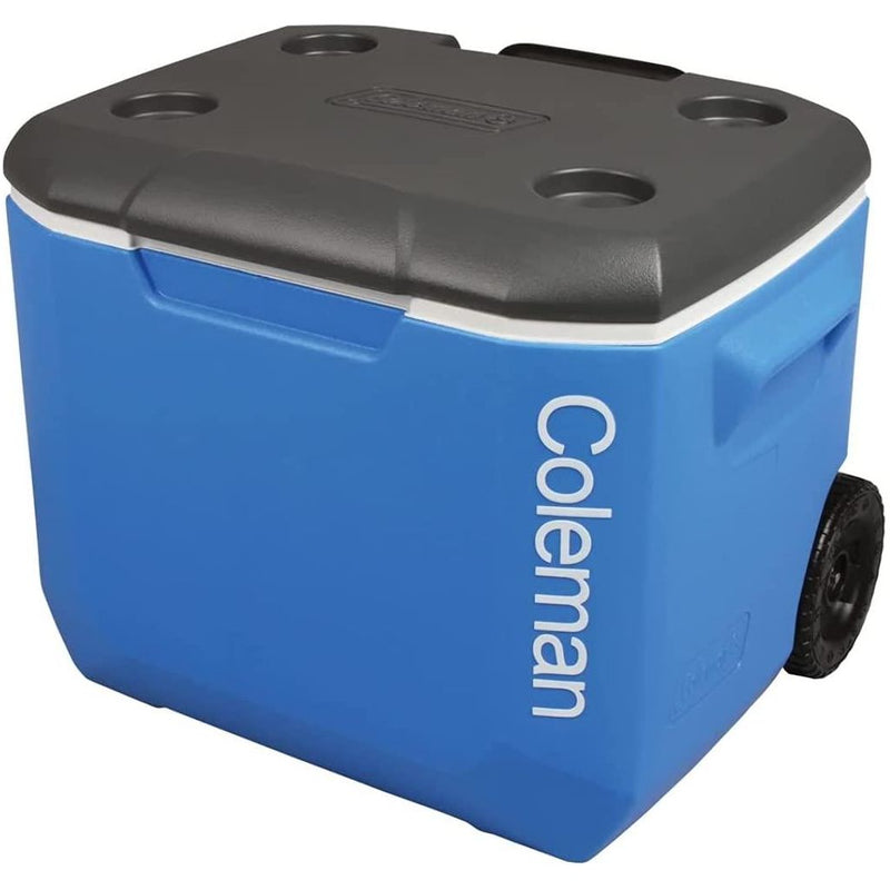 Coleman Blue 60QT Tricolour Wheeled Camping Cooler Coleman - UK Camping And Leisure