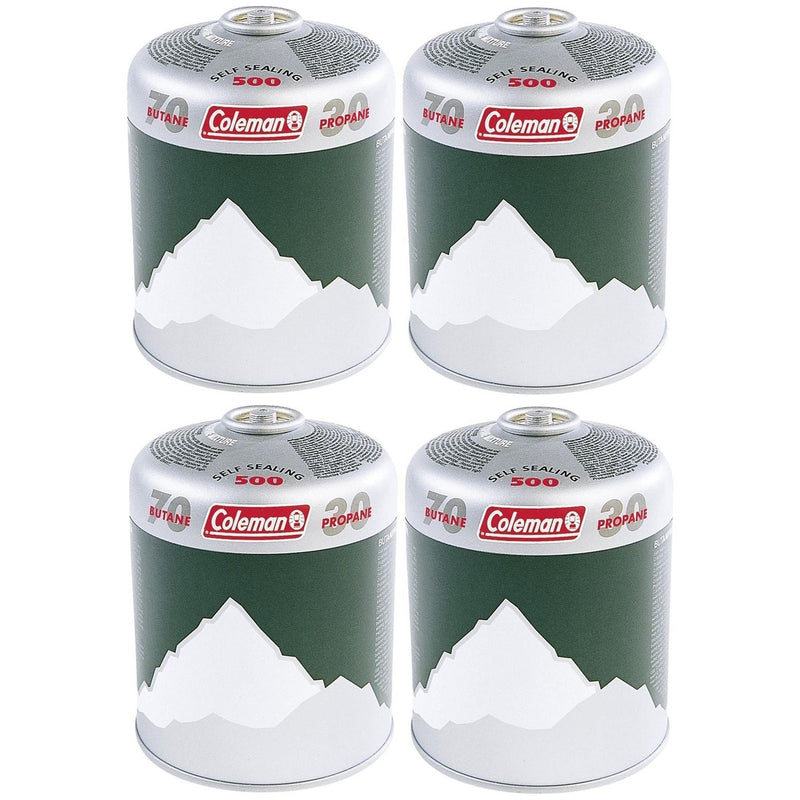 Coleman C500 Gas Cartridge Butane Propane Mix Self Sealing Screw Thread 4 Pack Coleman - UK Camping And Leisure