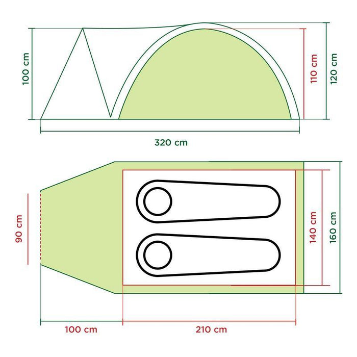 Colman Darwin 2+Tent Compact with Sewn-in Groundsheet Coleman - UK Camping And Leisure