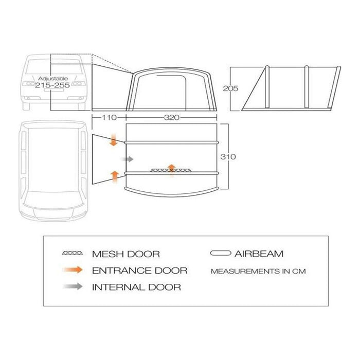 Vango Cove Air Mid III Drive Away Awning Ducato Boxer Transit Sprinter Campervan Vango - UK Camping And Leisure