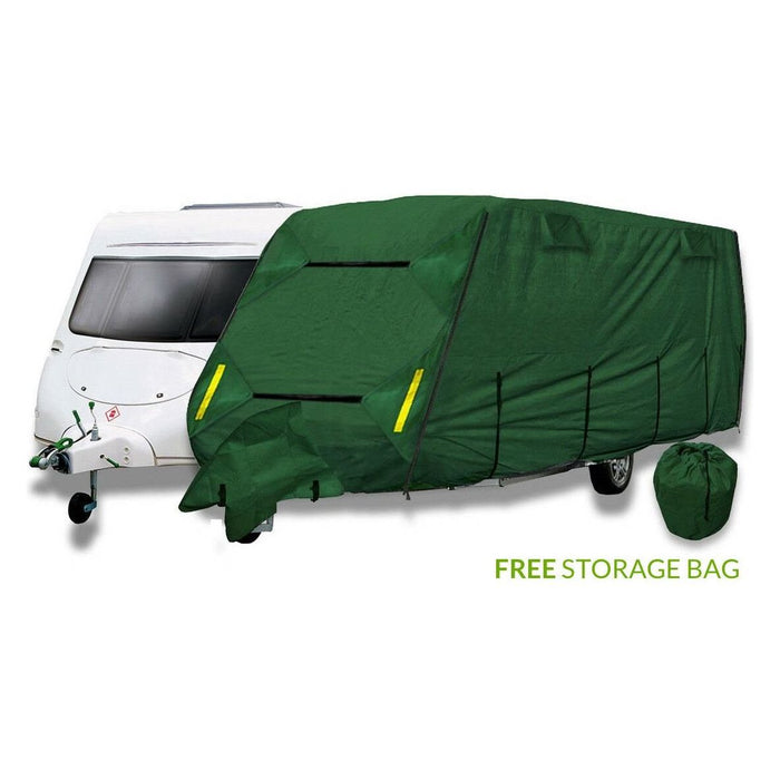 Coverpro Premium Breathable 4-Ply Full Green Caravan Cover Up To 14Ft Free Bag - UK Camping And Leisure