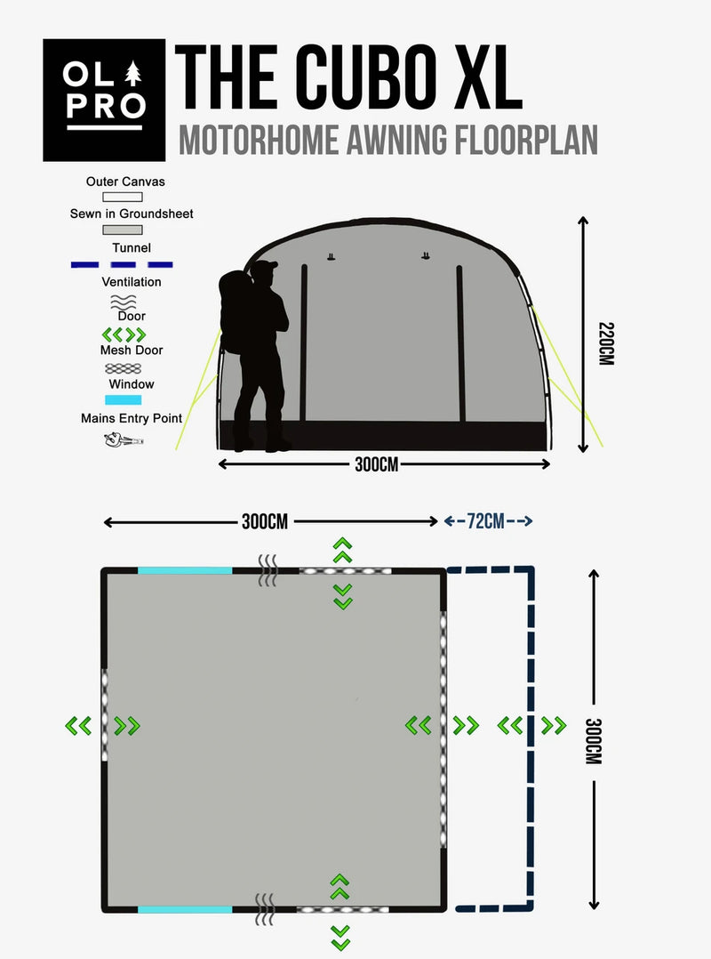 Olpro Cubo XL  Motorhome Awning ( Fibreglass Poles )