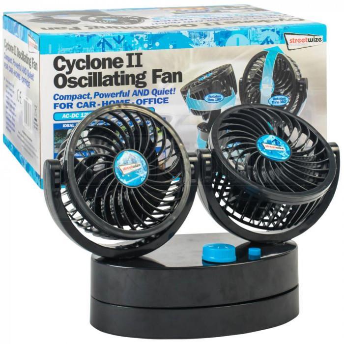 Cyclone II oscillating fan compact & quiet 12v car motorhome camper caravan Streetwize - UK Camping And Leisure
