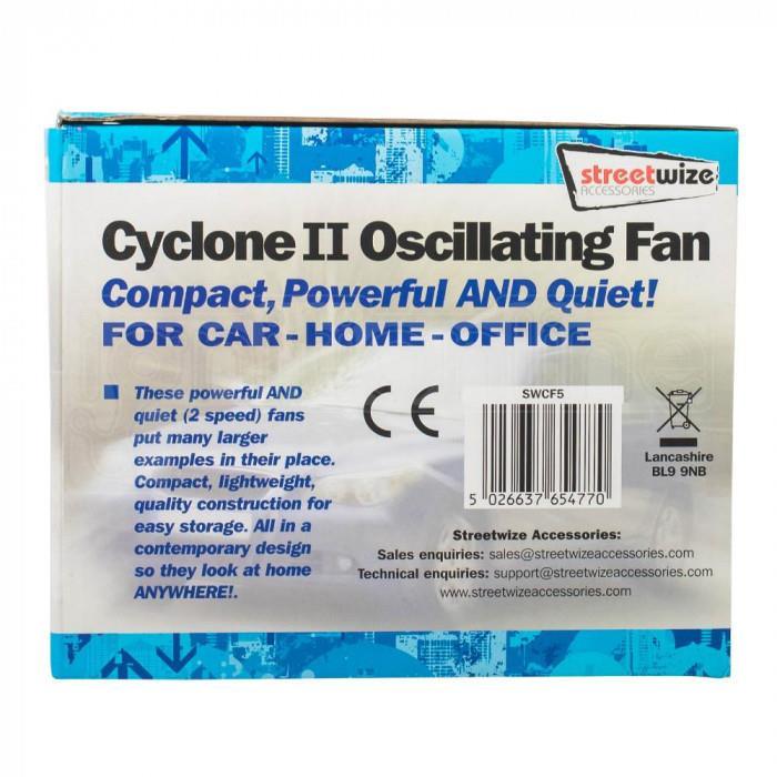 Cyclone II oscillating fan compact & quiet 12v car motorhome camper caravan Streetwize - UK Camping And Leisure