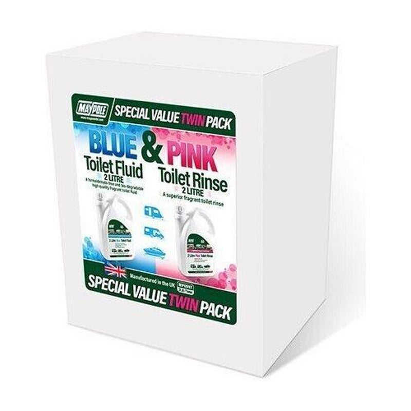 Eco Friendly Chemical Toilet Fluid & Rinse 2L Twin Pack for Caravan & Motorhome Maypole - UK Camping And Leisure