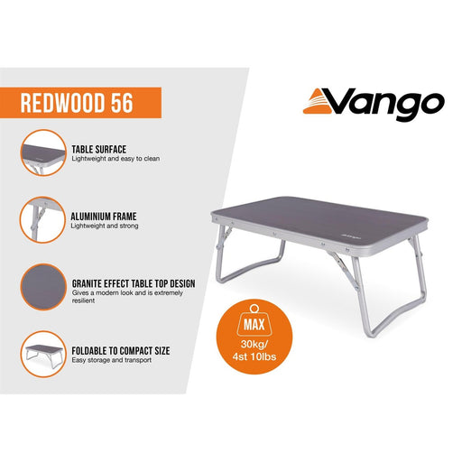 Vango Redwood 56 Camping Table Lightweight Compact Grain