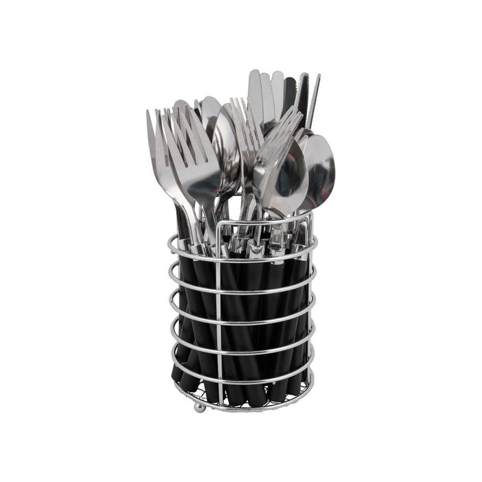 Bo-Camp Cutlery Set with Basket 24 Pieces 6 Persons Black Bo-Camp - UK Camping And Leisure