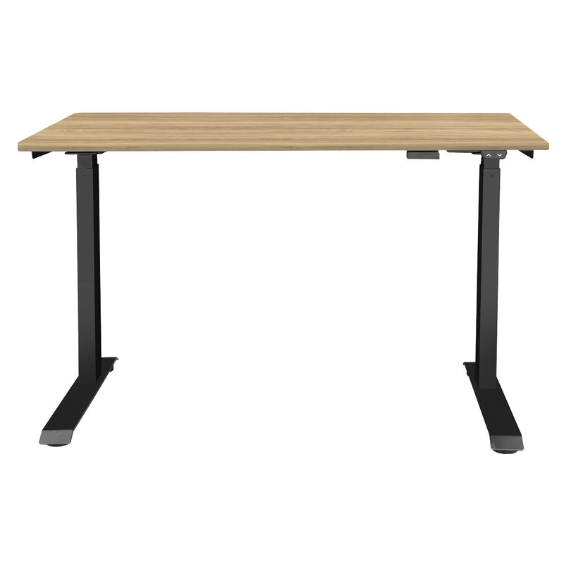 Dellonda Single Motor  Adjustable-Height Electric Sit/Stand Desk - Oak Desktop Dellonda - UK Camping And Leisure