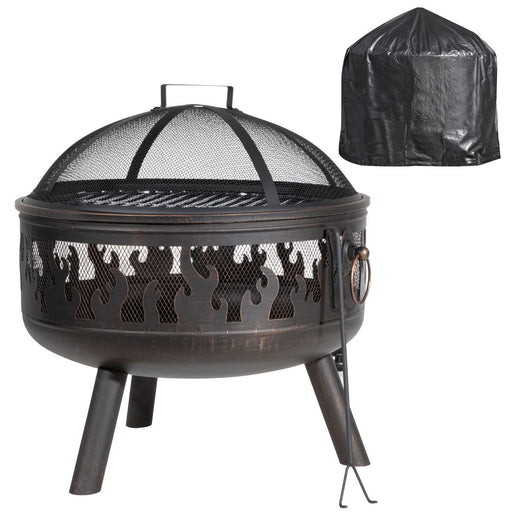 Dellonda Deluxe 24" Fire Pit Fireplace Outdoor Patio Heater Poker & Cover Dellonda - UK Camping And Leisure