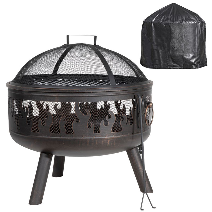 Dellonda Deluxe 24" Fire Pit Fireplace Outdoor Patio Heater Poker & Cover Dellonda - UK Camping And Leisure