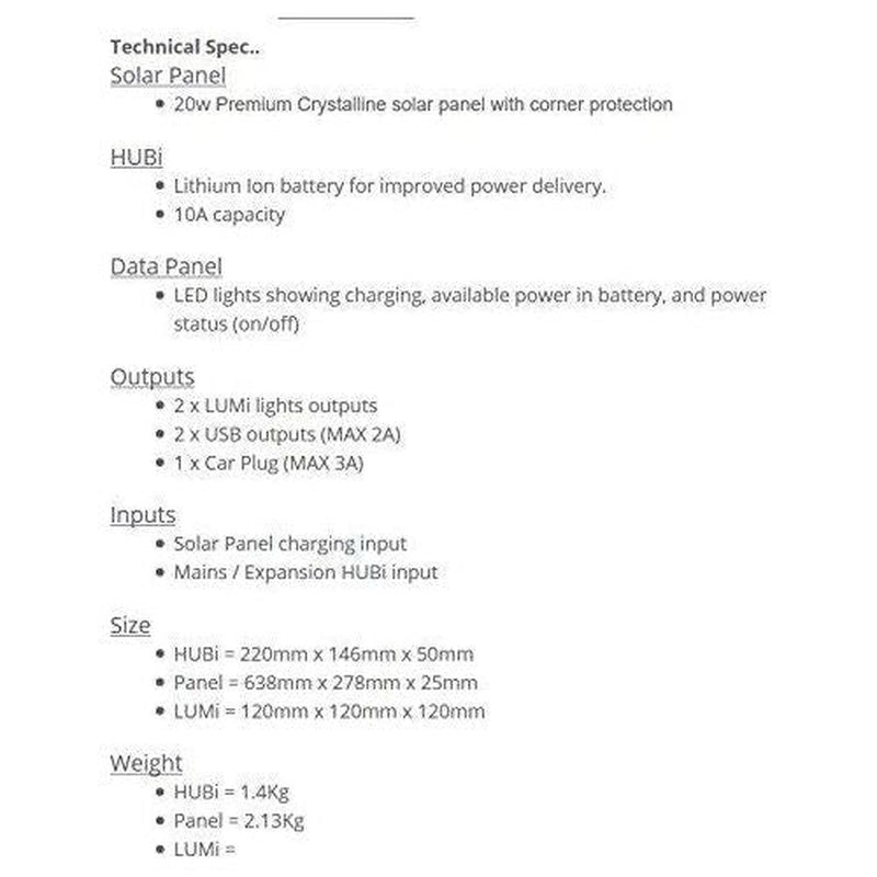 HUBi 10K Solar Panel Kit HUBI1010A Solar Technologies - UK Camping And Leisure