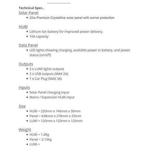 HUBi 10K Solar Panel Kit HUBI1010A Solar Technologies - UK Camping And Leisure