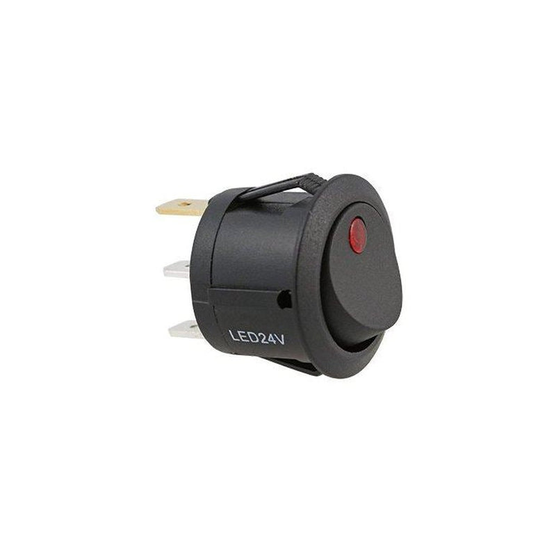 W4 Round Rocker Switch 12V-24V 22Mm Red Dot, Led Illumination | UK Camping and Leisure